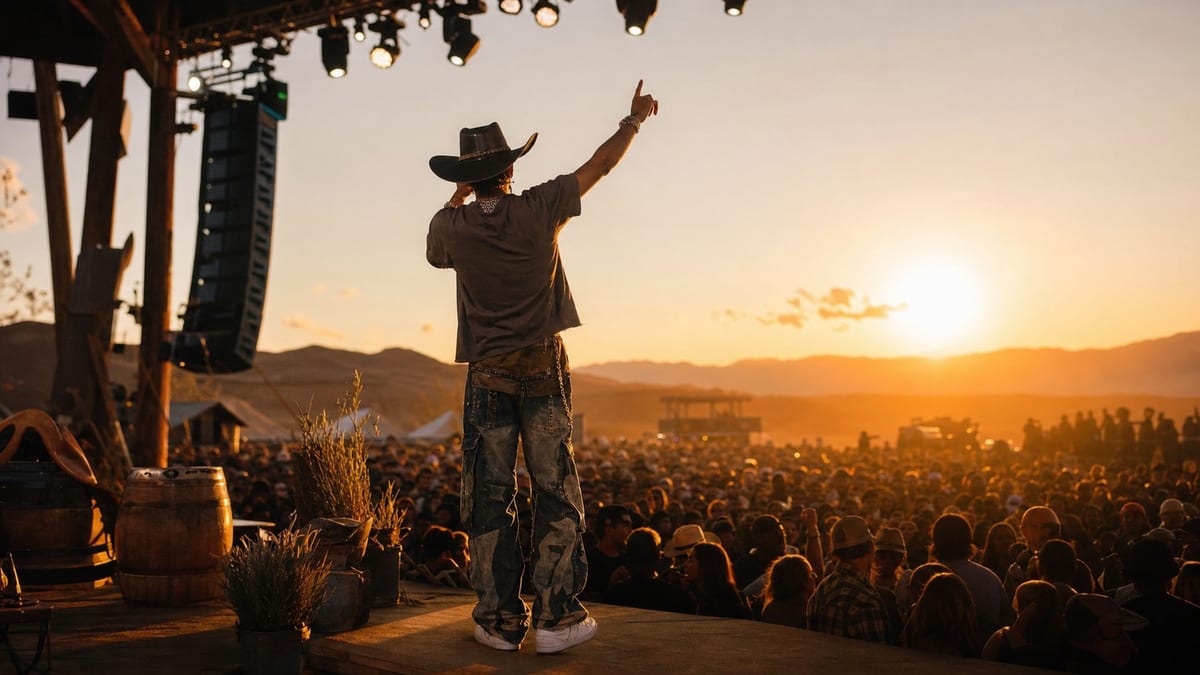 Editorial archive image illustrating Shaboozey and the Hip-Hop Country Merger: How Genre Fusion Reshaped the Hot 100.